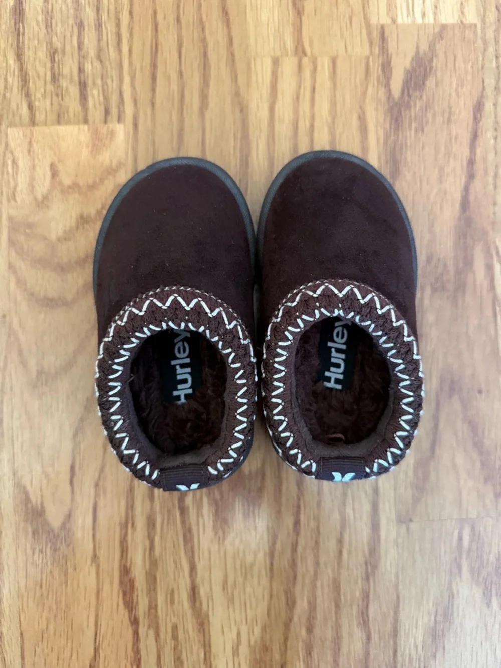Hurley Kids Brown Plush-Lined Slip-On Slippers